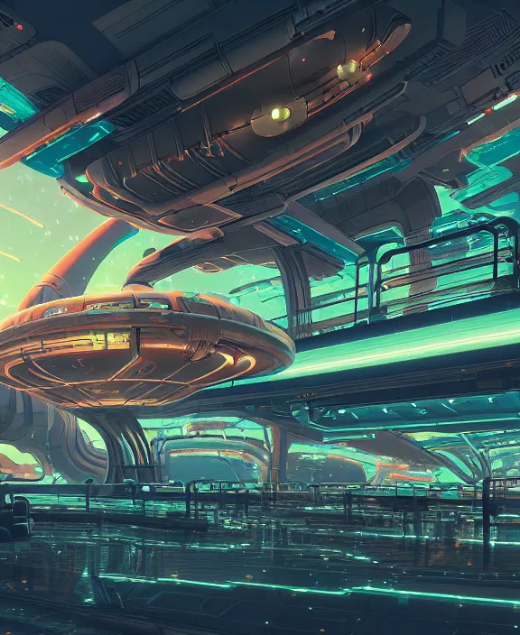 Image similar to simplicity, an amusement park made out of simple alien creatures, simple biological forms, internal organs, in the style of an asymmetrical spaceship, apocalyptic environment, by dan mumford, yusuke murata, makoto shinkai, ross tran, cinematic, unreal engine, cel shaded, featured on artstation, pixiv