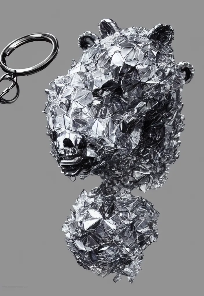 Prompt: a small crystalized bear keychain by greg rutkowski, sung choi, mitchell mohrhauser, maciej kuciara, johnson ting, maxim verehin, peter konig, 8 k photorealistic, cinematic lighting, hd, high details, dramatic, atmosphereric, trending on artstation