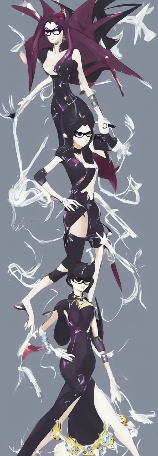 Image similar to bayonetta as a pokemon trainer, anime, concept art