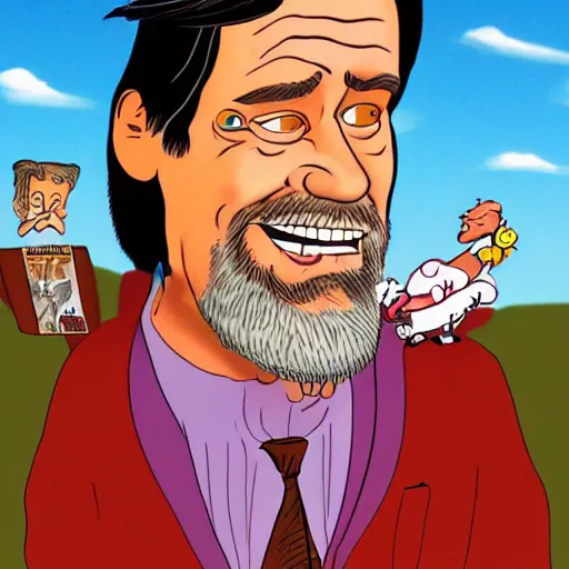 Prompt: cartoon of jim carrey bu terry gilliam, hd, detailed, 4 k, award winning