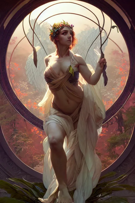 Image similar to goddess of nature, accurate anatomy, only two hands, highly detailed, digital painting, artstation, concept art, smooth, sharp focus, illustration, Unreal Engine 5, 8K, art by ross tran and greg rutkowski and alphonse mucha and pro fitness photograph