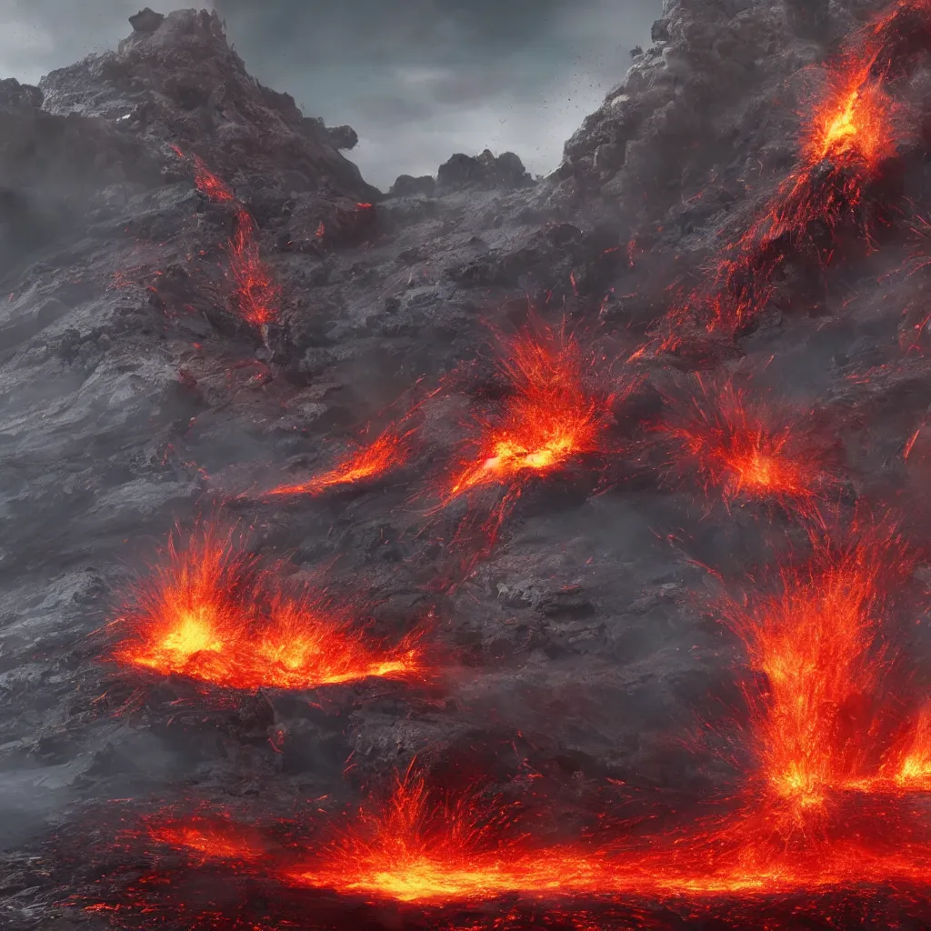 Prompt: volcano eruption on alien planet, 4 k, epic, detailed, concept art by jonathan guzi