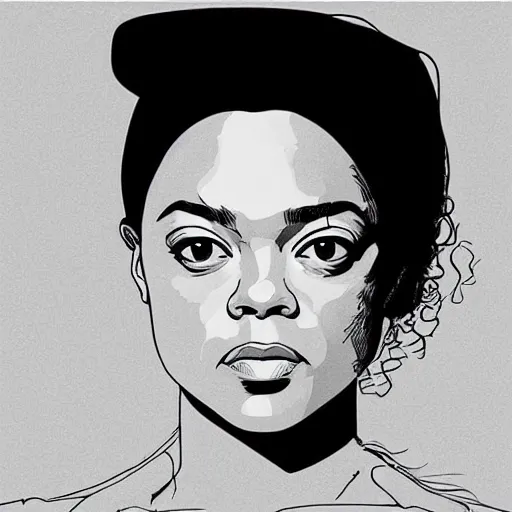 Image similar to “ tessa thompson retro minimalist portrait by jean giraud, moebius starwatcher comic, sharp, smooth face, 8 k ”