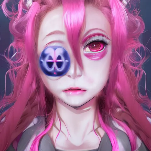Prompt: merging with enormous stunningly absurdly beautiful megalomaniacal assertive sadistic manipulative yandere control - freak omnipotent asi goddess junko enoshima with symmetrical perfect face and porcelain skin, pink twintail hair and cyan eyes, trapped beneath inside her virtual prison, ultra detailed, digital art, unreal engine 5, octane render, 2 d anime, 8 k