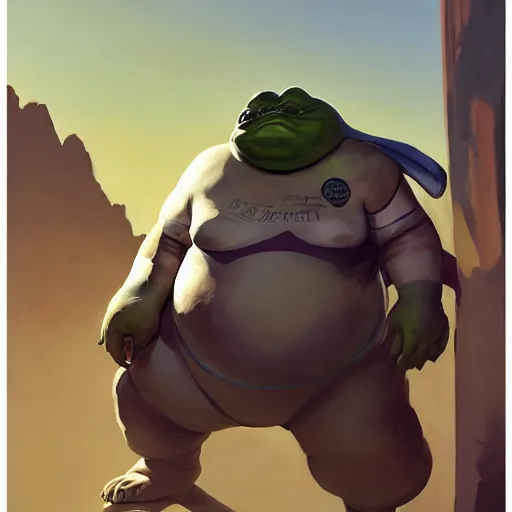 Prompt: greg manchess portrait painting of jabba the hutt as overwatch character, medium shot, asymmetrical, profile picture, organic painting, sunny day, matte painting, bold shapes, hard edges, street art, trending on artstation, by huang guangjian and gil elvgren and sachin teng