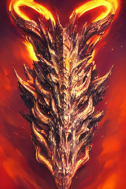 Image similar to A fancy portrait of a crystalized dragon skull by Greg Rutkowski, beeple, Sung Choi, Mitchell Mohrhauser, Maciej Kuciara, Johnson Ting, Maxim Verehin, Peter Konig, final fantasy, macro lens, 35mm, 8k photorealistic, cinematic lighting, HD, high details, dramatic, dark atmosphere, trending on artstation