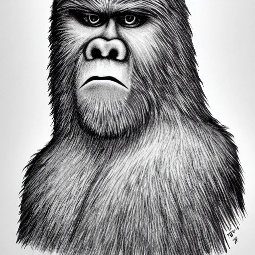 Prompt: police sketch of bigfoot