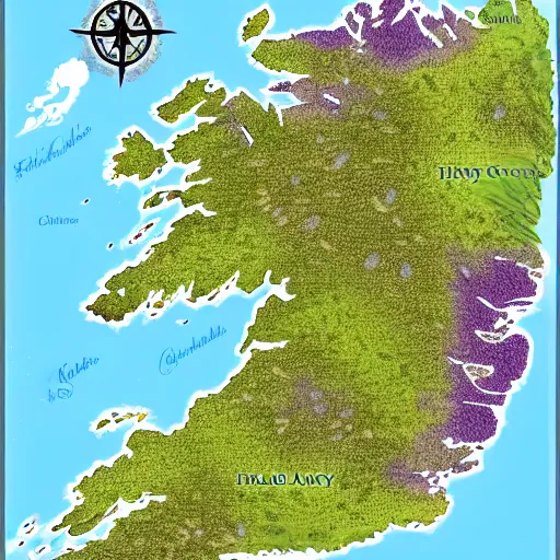 Prompt: fantasy map of ireland