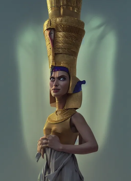 Image similar to an anthropomorphic beautiful female wizard of pharaoh portrait wearing robe, fine art, award winning, intricate, elegant, sharp focus, octane render, hyperrealistic, cinematic lighting, highly detailed, digital painting, 8 k concept art, art by jamie hewlett and z. w. gu, masterpiece, trending on artstation, 8 k