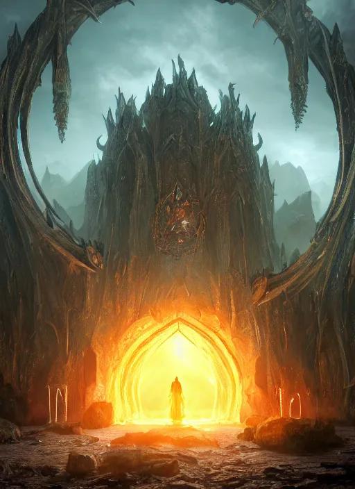 Image similar to fantasy portal, ultra detailed fantasy, elden ring, realistic, dnd, rpg, lotr game design fanart by concept art, behance hd, artstation, deviantart, global illumination radiating a glowing aura global illumination ray tracing hdr render in unreal engine 5