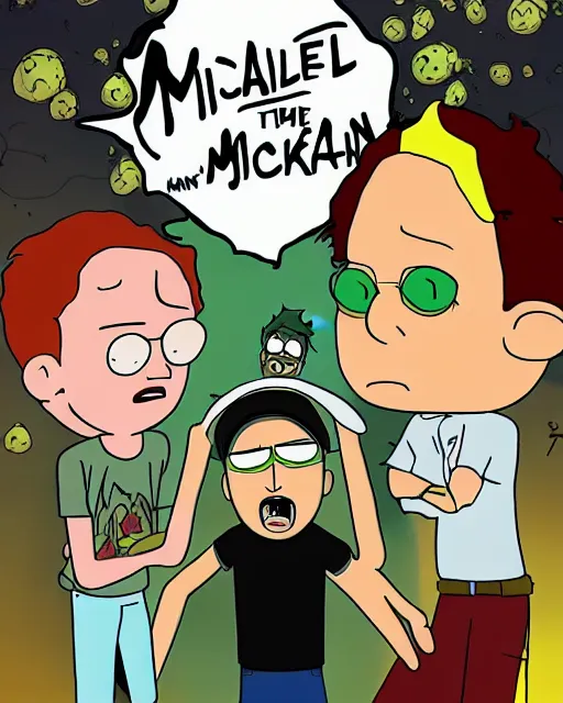 Image similar to michael jackson in the style of justin roiland. cinematic lighting. style of rick & morty. photographic, photography. by justin roiland