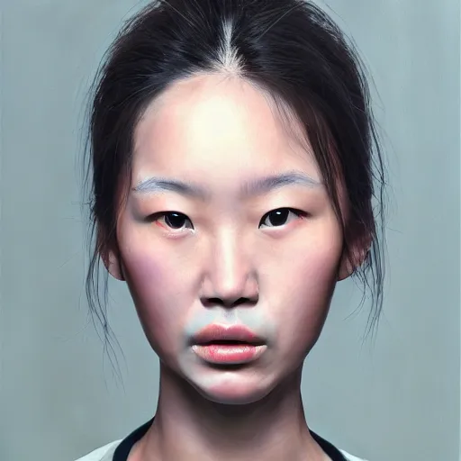 Image similar to a woman, a photorealistic painting by wang duo, featured on cg society, photorealism, behance hd, ultrafine detail, high detail