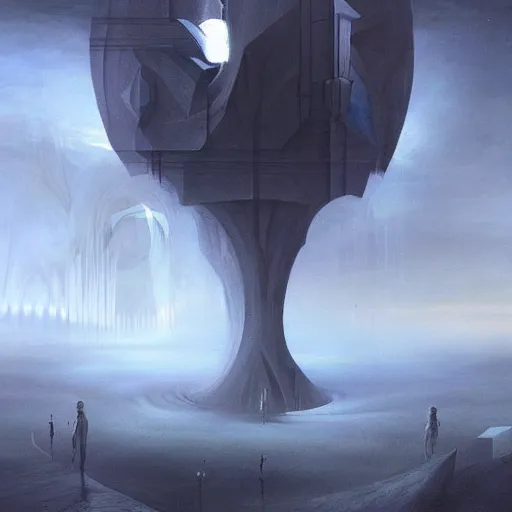 Prompt: An abstract thought, a concept of art, a magical light in the dark + detailed matte painting + action painting, concept art, geometric abstract art + a landscape masterpiece by Jim Burns