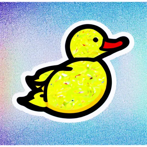 Image similar to concept art of a duck shaped like a donut. it has sprinkles on his back. faded glittery rainbow background. 8 k ultra hd, sharp and coherent, artstation, extremely detailed, studio lighting
