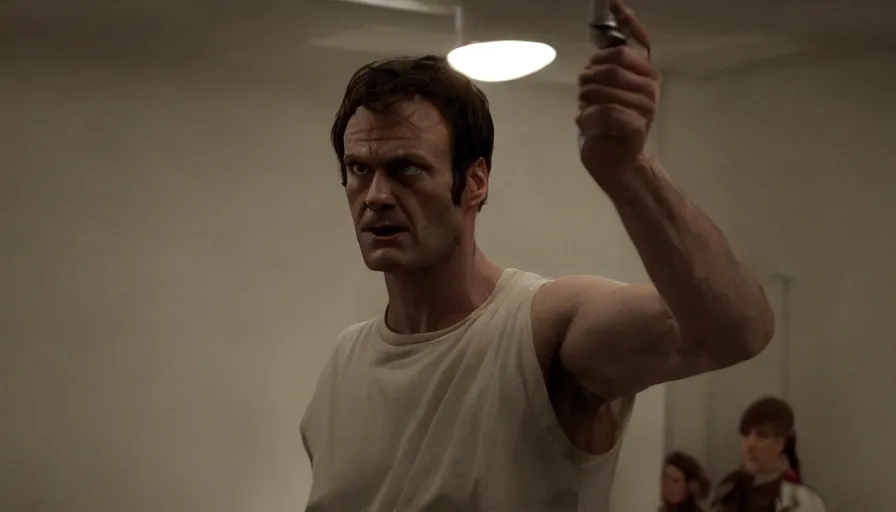 Image similar to Randle McMurphy in The Avengers (2012), cinematic lighting, cinematography