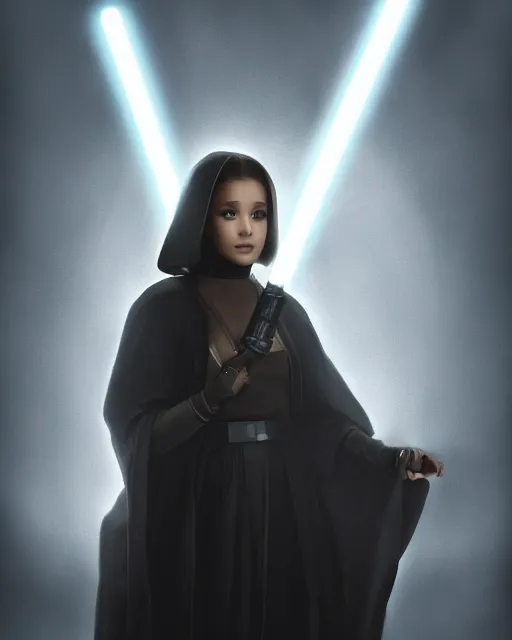 Image similar to Award winning photo of Ariana Grande as a sith lord, Star Wars concept art by Colin Cantwell, Sith Lord. Dramatic Lighting, Cinematic Lighting, Artstation, volumetric fog, action photography, hyper-realistic, 8K resolution, 4K resolution