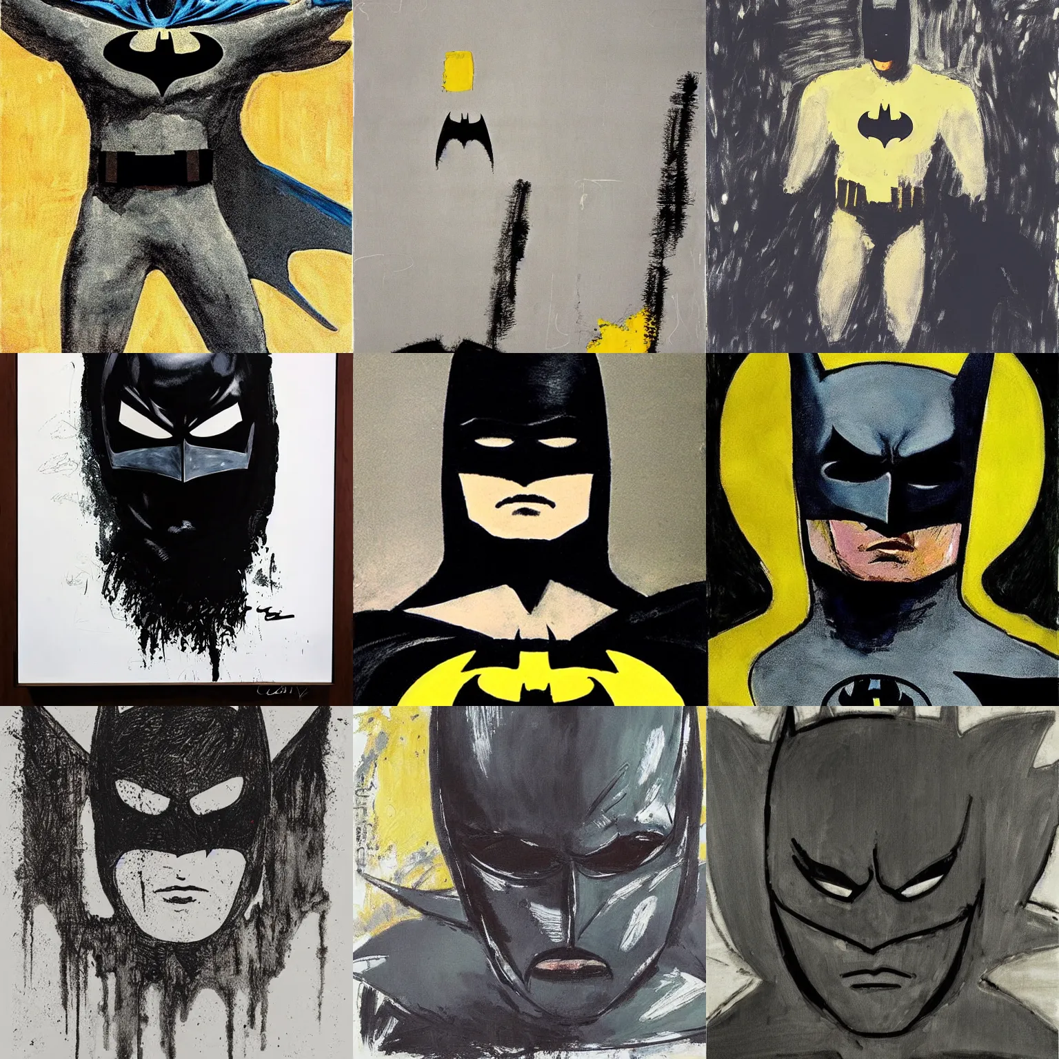 Prompt: batman by cy twombly