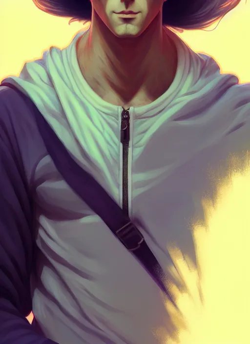 Image similar to handsome saitama, half body shot, path traced, highly detailed, high quality, digital painting, alena aenami, lilia alvarado, shinji aramaki, karol bak, alphonse mucha, tom bagshaw