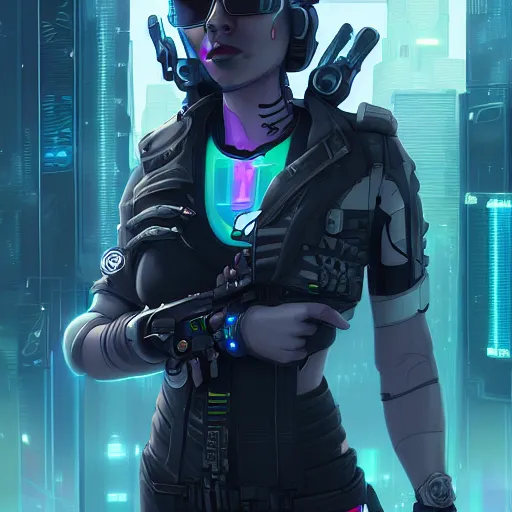 Prompt: a portrait of a female cyberpunk soldier, art by lois van baarle and loish and ross tran and rossdraws and sam yang and samdoesarts and artgerm and saruei and disney, digital art, highly detailed, intricate, sharp focus, trending on artstation hq, deviantart, unreal engine 5, 4 k uhd image
