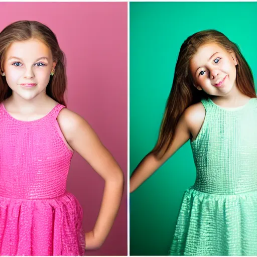 Image similar to identical image but the girl in the photo should be in a pink dress, professional studio lighting
