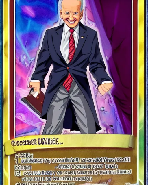Prompt: biden on a yugioh monster card as a level 1 0 monster