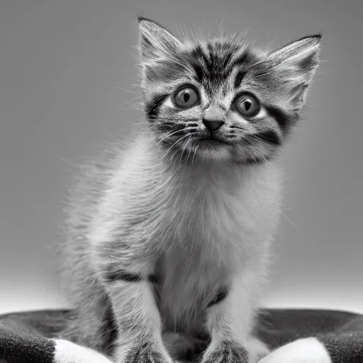 Image similar to a kitten, award winning black and white photography