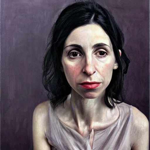 Image similar to high quality high detail painting by lucian freud, hd, portrait of pj harvey, photorealistic lighting