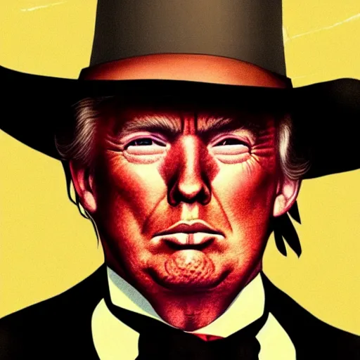 Image similar to an 1 8 0 0 s photo of donald trump playing the role of clint eastwood, squinting at high noon, in the style of a clint eastwood movie, the good, the bad and the ugly, distinguished, clint eastwood, vibe, glory days, mount rushmore, stern, resolve, formal, justice, american flag, independence, patriotism, symmetry, centered, balance