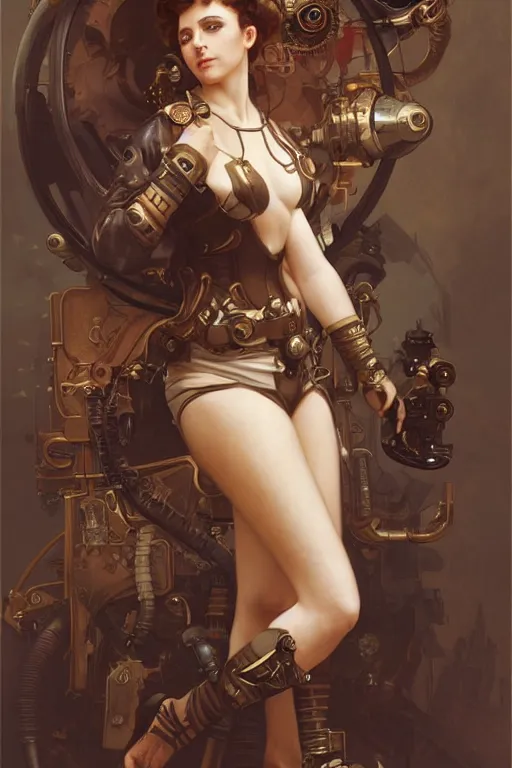 Prompt: a female steampunk pilot, googles, arcane, intricate, elegant, highly detailed, digital painting, artstation, concept art, smooth, sharp focus, illustration, art by artgerm and greg rutkowski and alphonse mucha and william - adolphe bouguereau