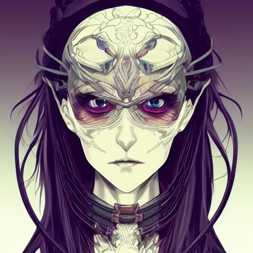 Image similar to anime manga skull profile young woman skeleton, elf, lotr, galadriel, Tolkien, unreal engine, intricate, elegant, highly detailed, digital art, art by JC Leyendecker and sachin teng