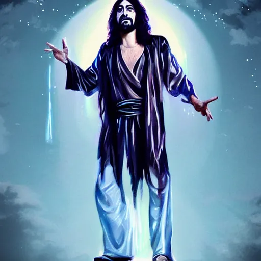 Image similar to portrait of jesus christ as paul stanley dressed with his kiss costume, mattepainting concept blizzard pixar maya engine on stylized background splash comics global illumination lighting artstation lois van baarle, ilya kuvshinov, rossdraws