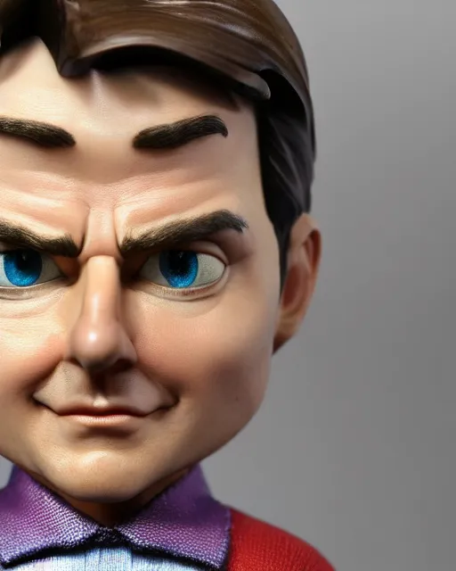 Prompt: highly detailed closeup, face profile portrait of a low poly tin toy tom cruise, depth of field, nicoletta ceccoli, mark ryden, lostfish, max fleischer, breathtaking, detailed and intricate environment, 8 k resolution, hyperrealistic, octane render