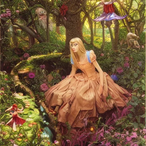 Prompt: alice in wonderland, by donato giancola.