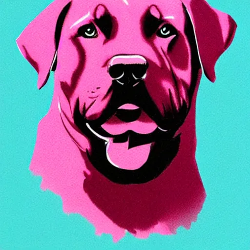 Prompt: pink rottweiler concept art