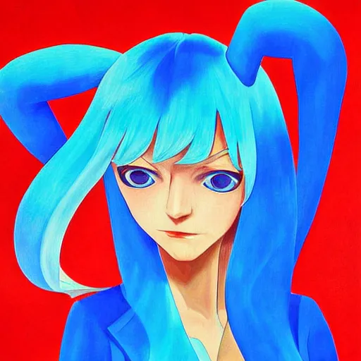 Image similar to Cubist painting of Hatsune miku by Nikolay Suetin