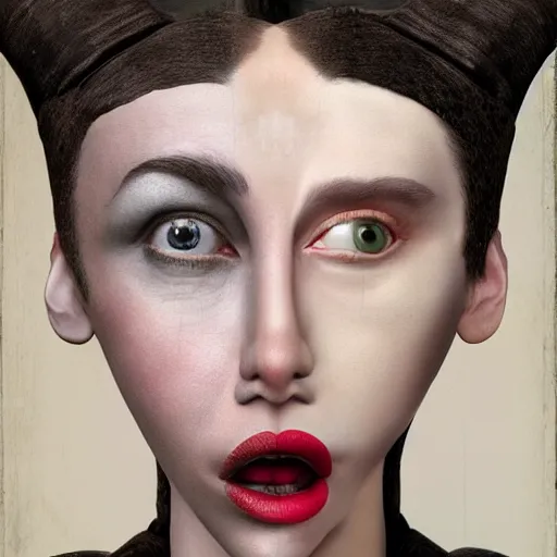 Prompt: two very close faces by ray caesar