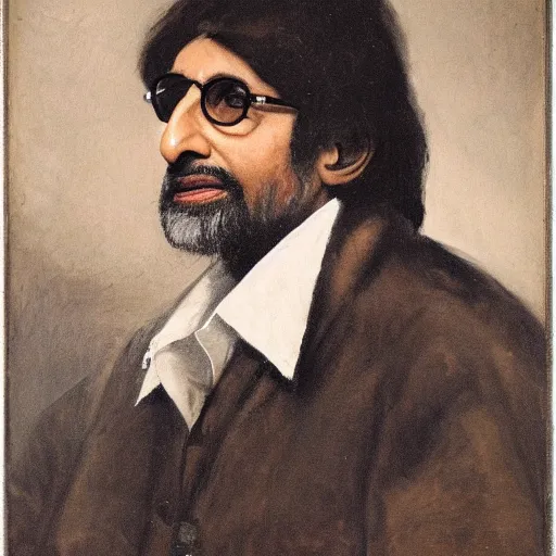 Prompt: portrait of amitabh bachchan by rembrandt