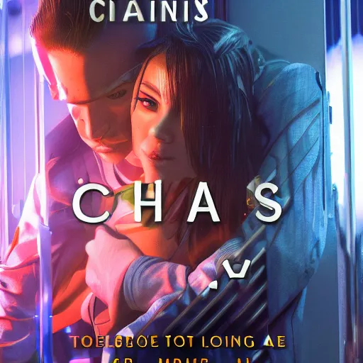 Image similar to book cover of a novel featuring sgt chase meeting the love of his life in jail, cyberpunk setting, 4 k resolution