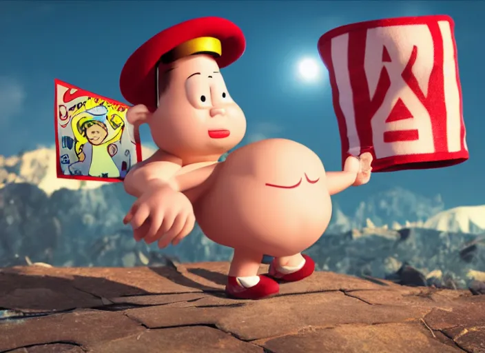 Image similar to captain underpants as a real person, 8 k, high definition, photo realistic, octane render