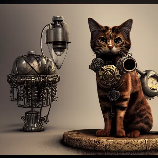 Image similar to steampunk cat shaman octane render style of arcane