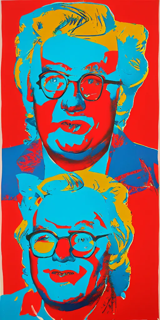 Image similar to andy warhol pop art painting of matt foley living in a van down by the river