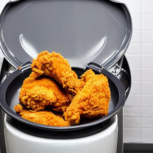 Image similar to open toilet filled with fried chicken