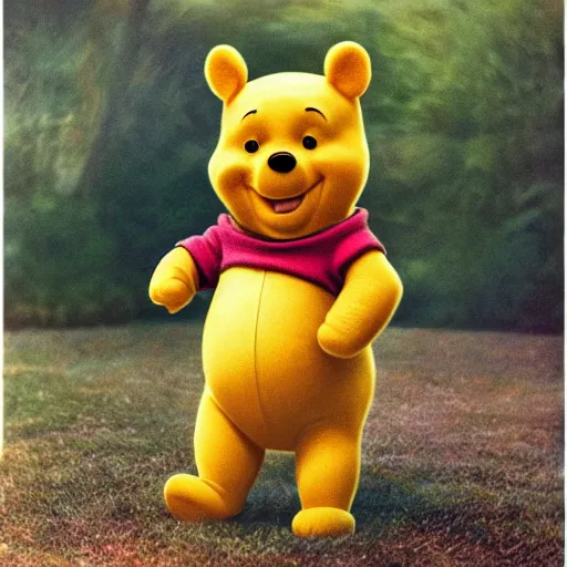 Prompt: candid portrait photograph of winnie the pooh by annie leibovitz