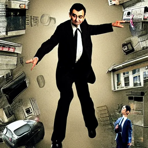 Prompt: mr bean in the matrix