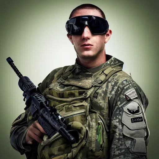 Prompt: soldier holding a futuristic sniper
