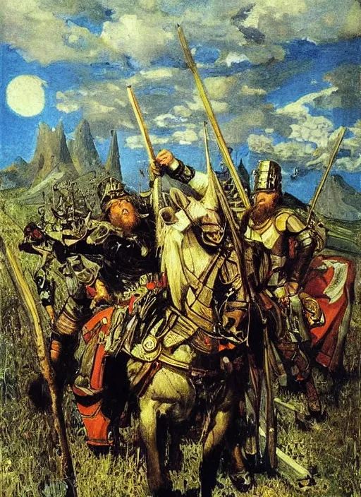 Image similar to painting Heroes (Bogatyri) Viktor Vasnetsov