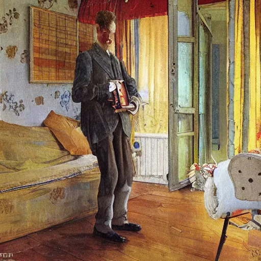 Image similar to modern stylized oil painting by carl larsson