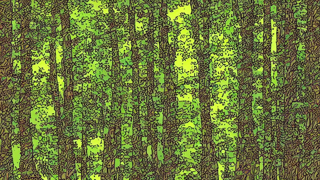 Image similar to forest tree flat 2 d art moebius pixelated