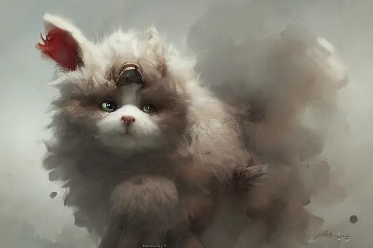 Image similar to cute fluffy by jean - baptiste monge, high quality, high resolution, 4 k, painted by cgsociety, rutkowski, gurney with ambient lighting, concept art, detailed, smooth, dynamic volumetric cinematic lighting, octane, raytrace