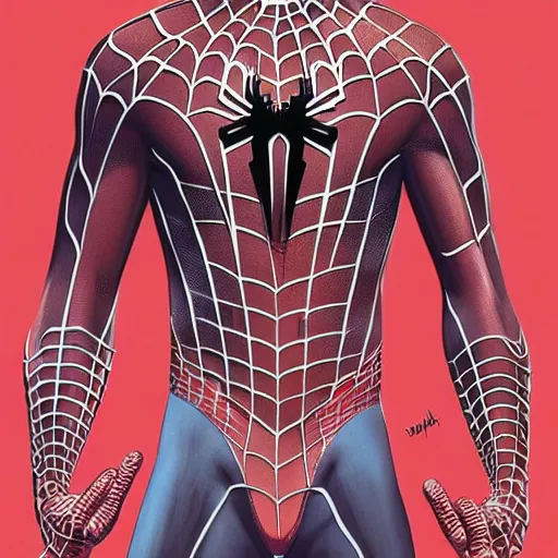 Image similar to “Spiderman , full figure. detailed portrait, character, intricate complexity, in the style of Artgerm, Kazuki Tanahashi, and WLOP, quixel megascan”